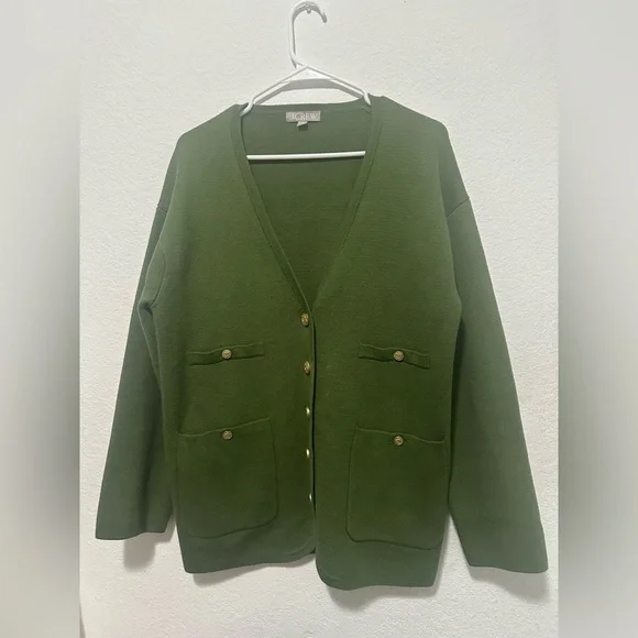 J Crew Women’s Green 100% Cotton Button-Up Cardigan Sweater Size XS - Picture 3 of 8